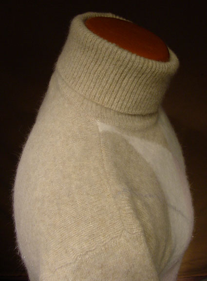 Woman's Tan Argyle Angora Turtleneck Sweater