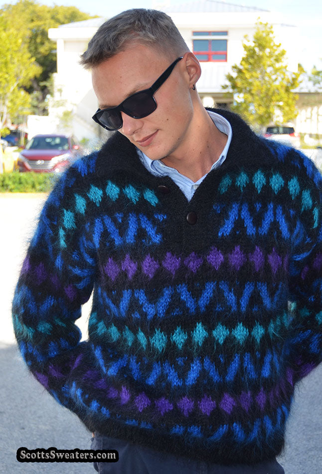 Men's Icelandic Mohair Polo-neck Mohair Sweater
