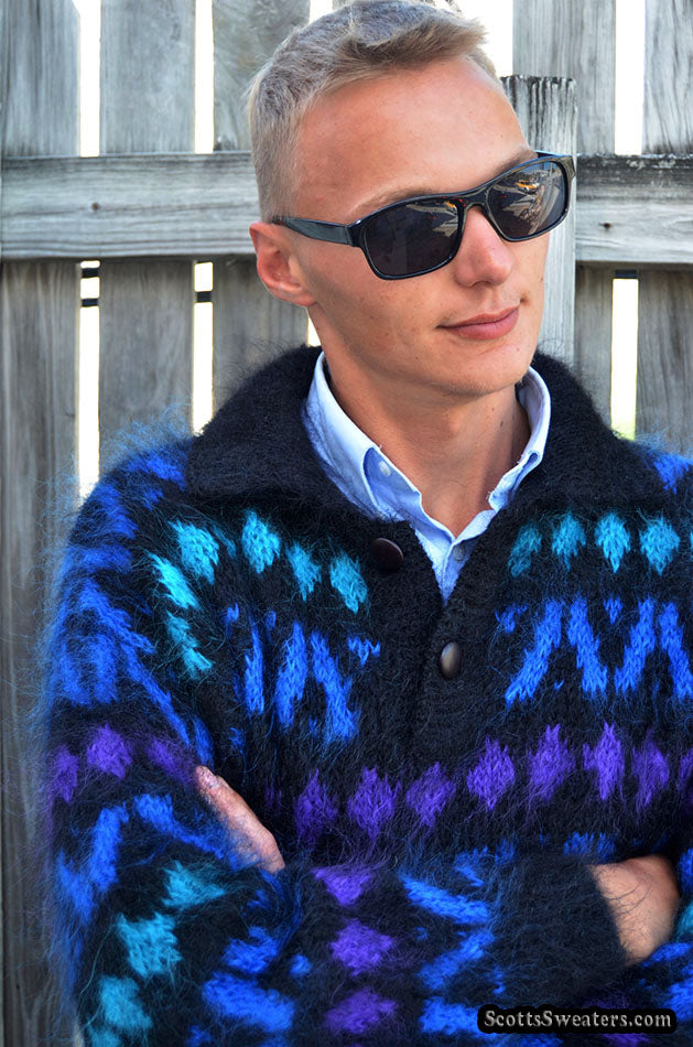 Men's Icelandic Mohair Polo-neck Mohair Sweater