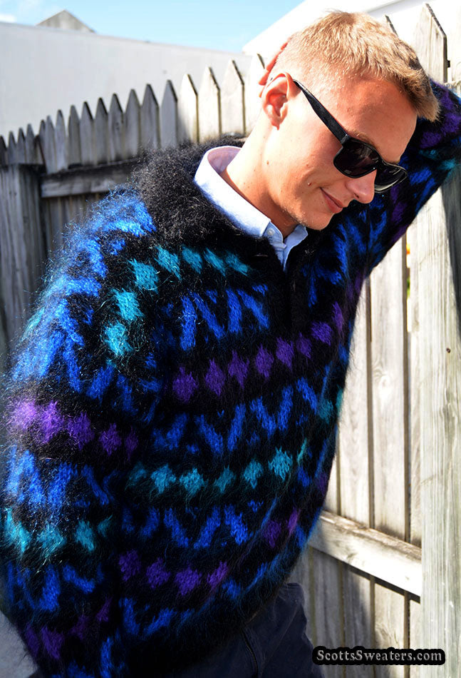 Men's Icelandic Mohair Polo-neck Mohair Sweater