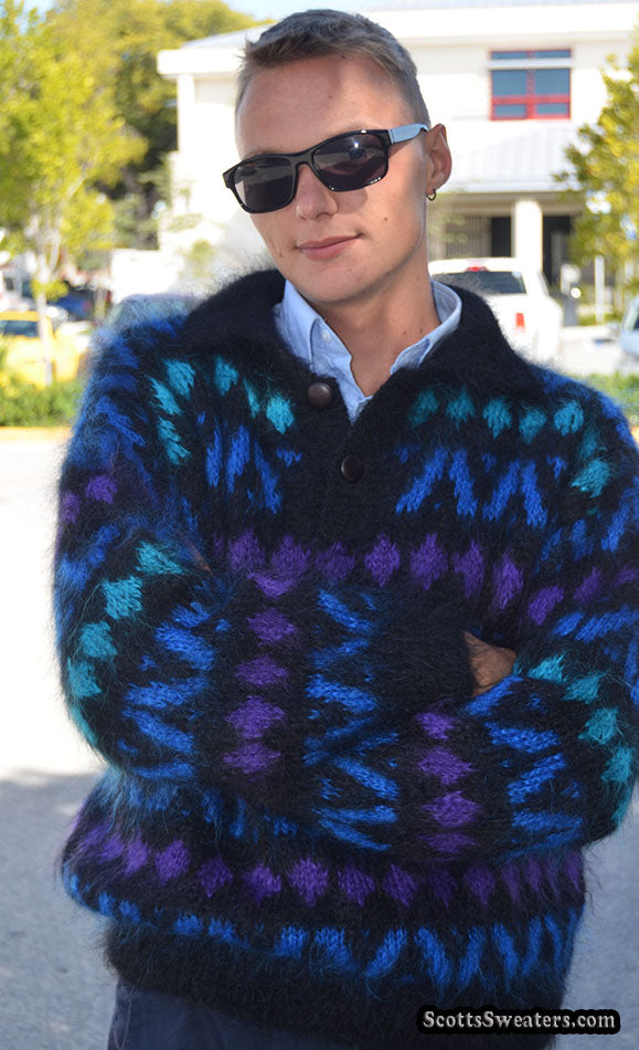 Men's Icelandic Mohair Polo-neck Mohair Sweater