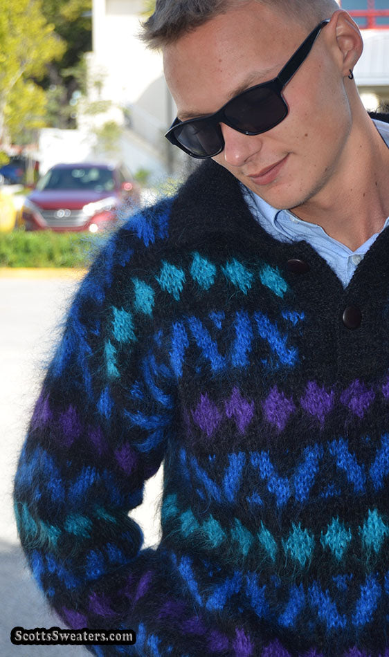 Men's Icelandic Mohair Polo-neck Mohair Sweater