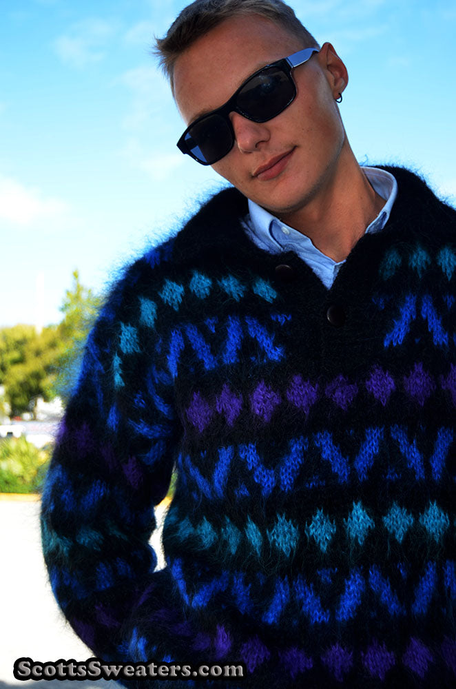 Men's Icelandic Mohair Polo-neck Mohair Sweater