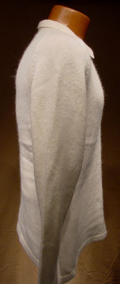 Woman's White Angora Three-Button Sweater-Shirt by Essentials