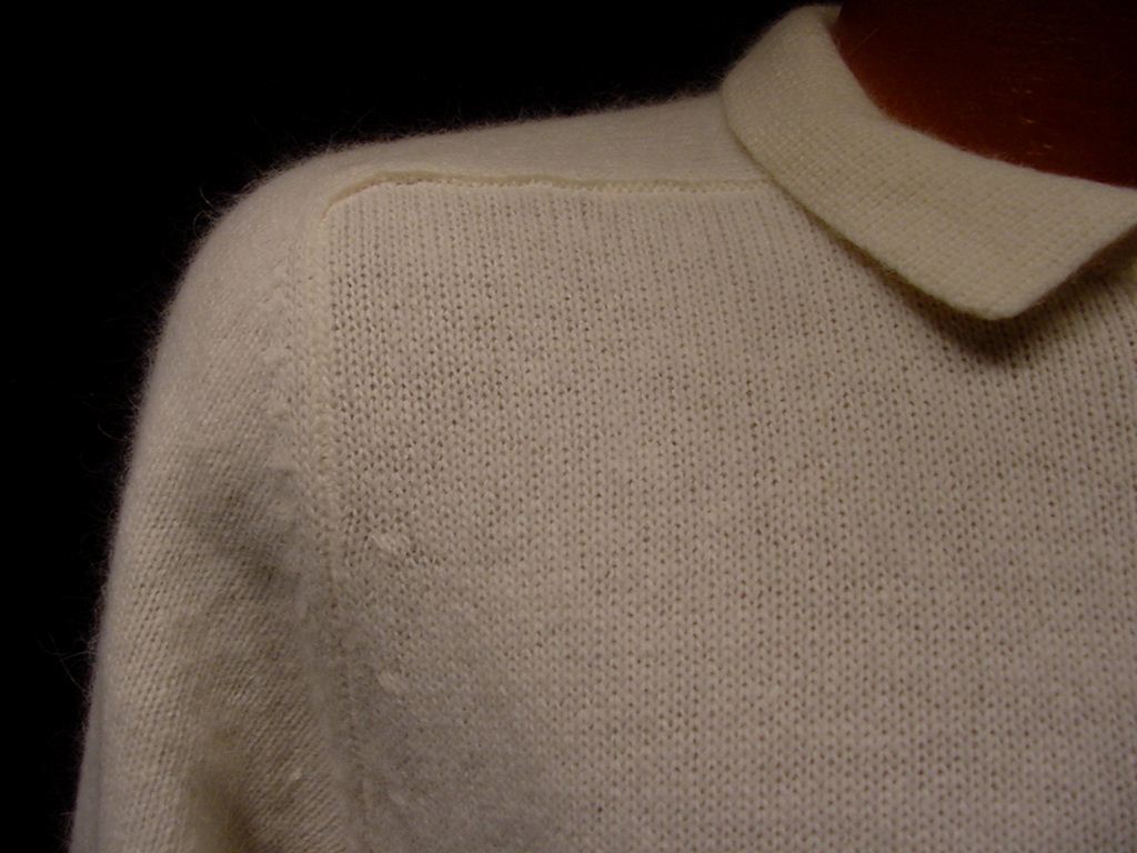 Woman's White Angora Three-Button Sweater-Shirt by Essentials
