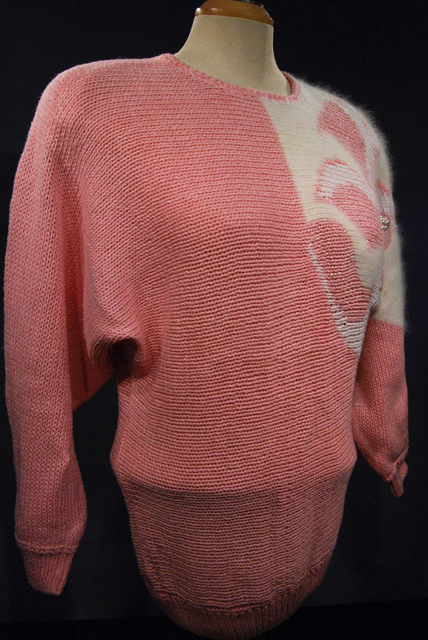 Woman's Beaded-Pink Angora Sweater by David Brett