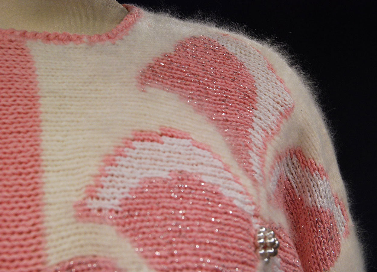 Woman's Beaded-Pink Angora Sweater by David Brett