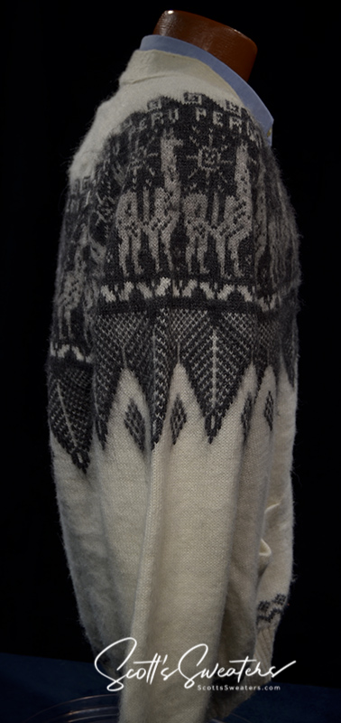 Men's Soft Alpaca Cardigan Sweater with Aztec Design