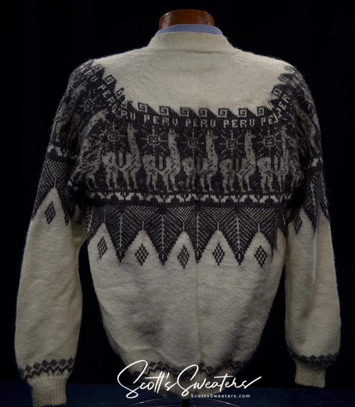 Men's Soft Alpaca Cardigan Sweater with Aztec Design