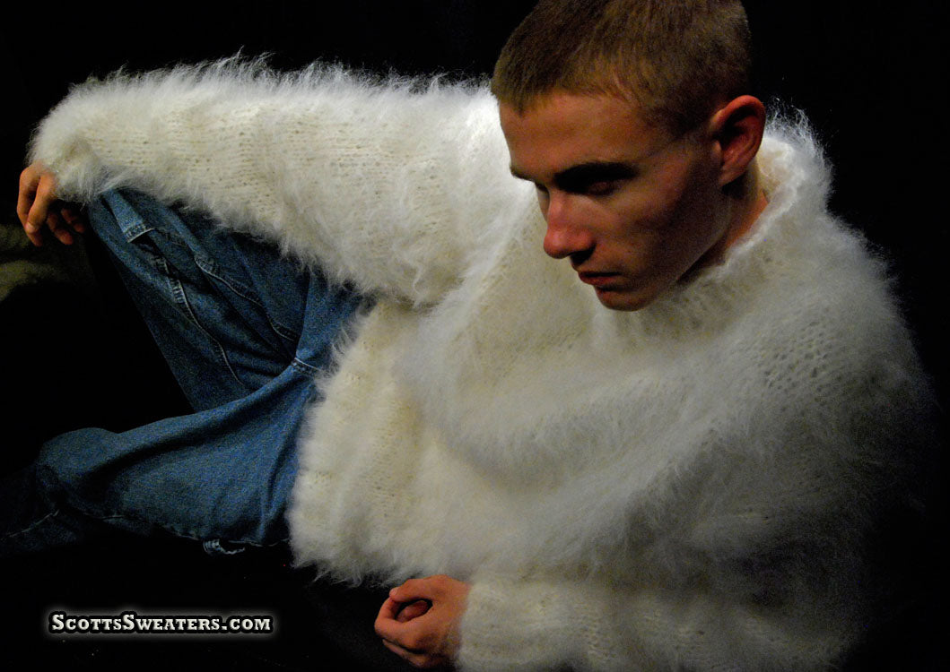 Men's Handknit Mohair Crewneck Sweater