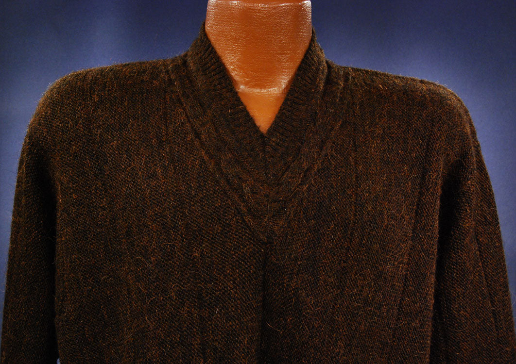 Men's Soft Bronze Colored Alpaca V-neck Sweater