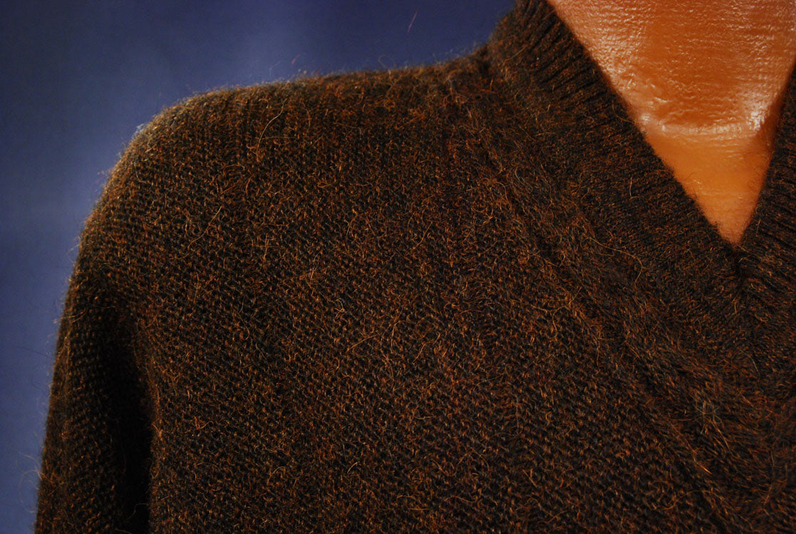 Men's Soft Bronze Colored Alpaca V-neck Sweater