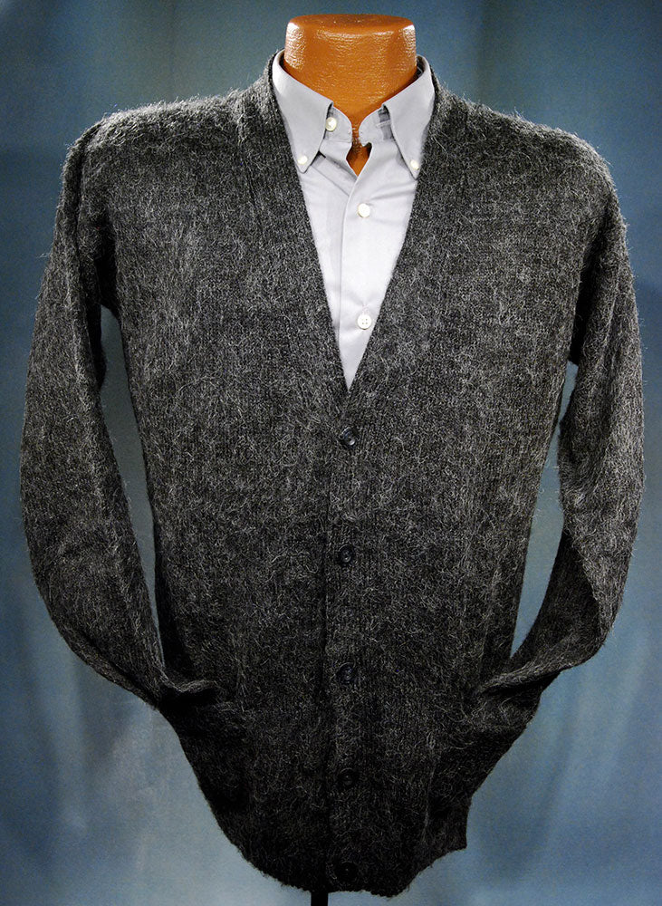 Men's Soft Alpaca Cardigan Sweater in Black