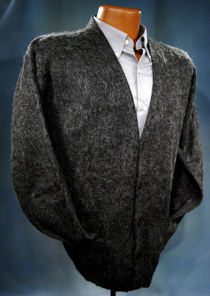 Men's Soft Alpaca Cardigan Sweater in Black