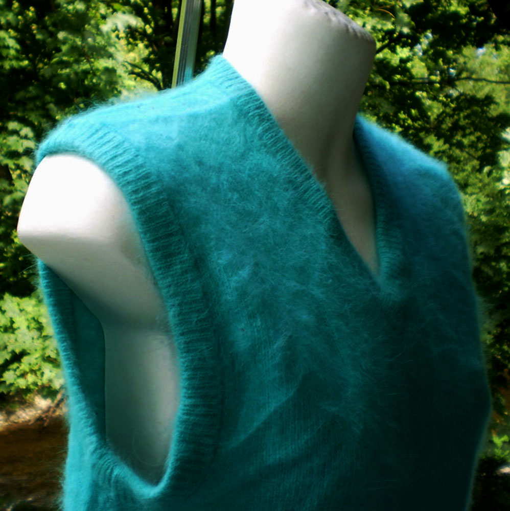 Teal-Green Angora Sweater Vest