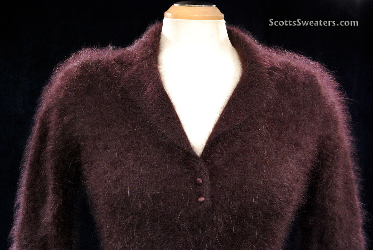 Woman's Luxurious Brown Angora Shawl-neck Collar Sweater by Monsoon