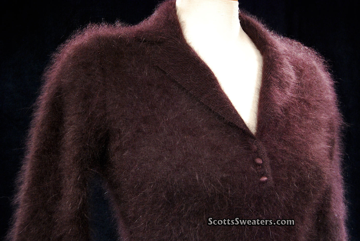 Woman's Luxurious Brown Angora Shawl-neck Collar Sweater by Monsoon