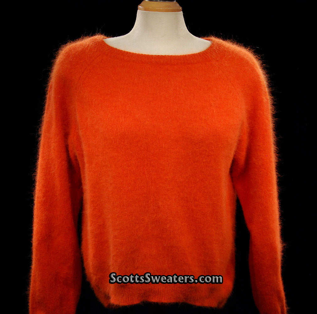 Woman's Orange Jewel-neck Angora Sweater by H&M