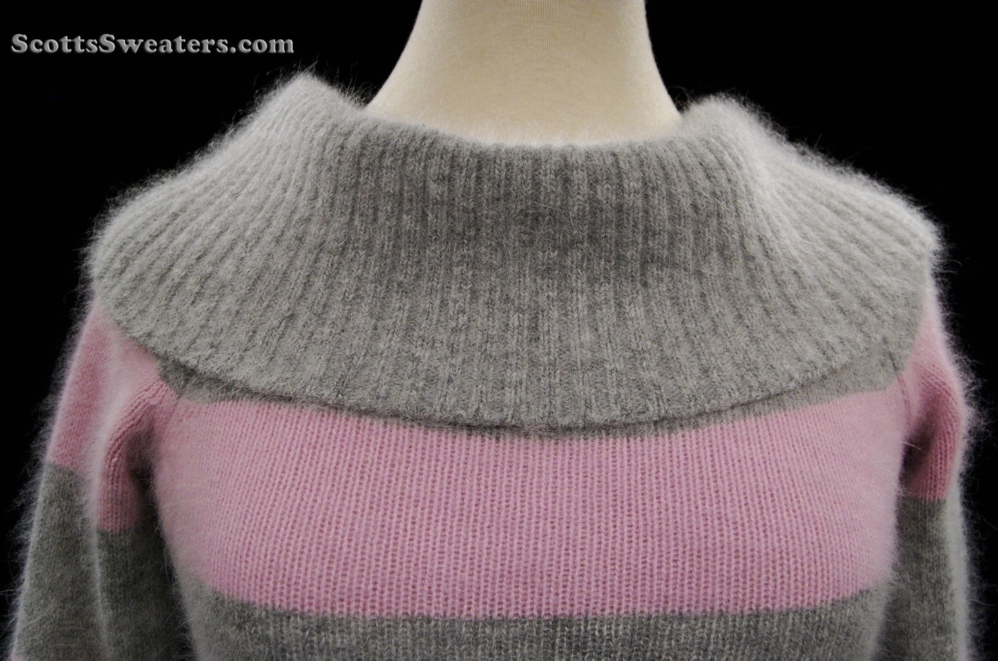 Girl's Pink & Grey Striped Cowlneck Sweater by bebe