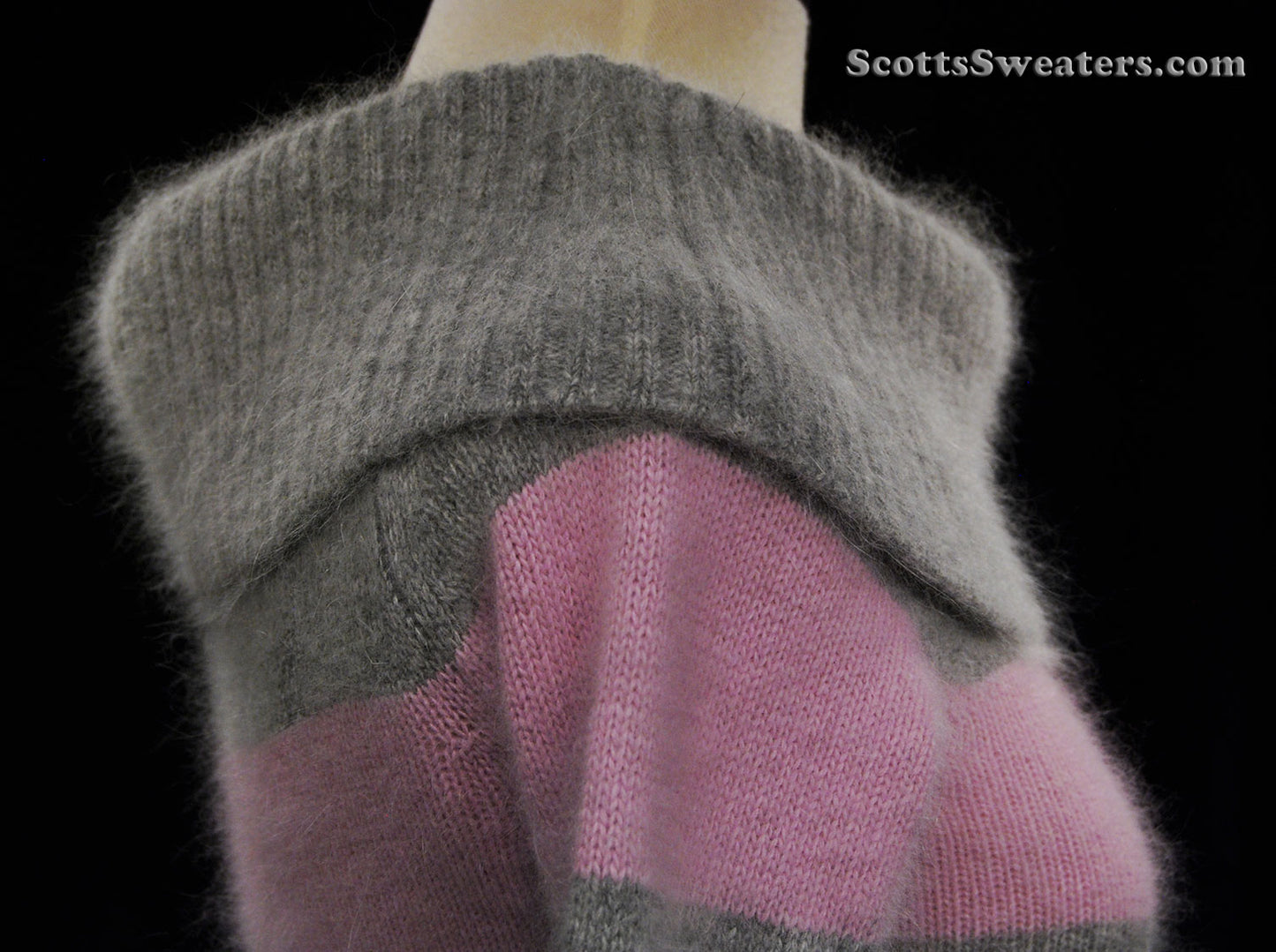 Girl's Pink & Grey Striped Cowlneck Sweater by bebe