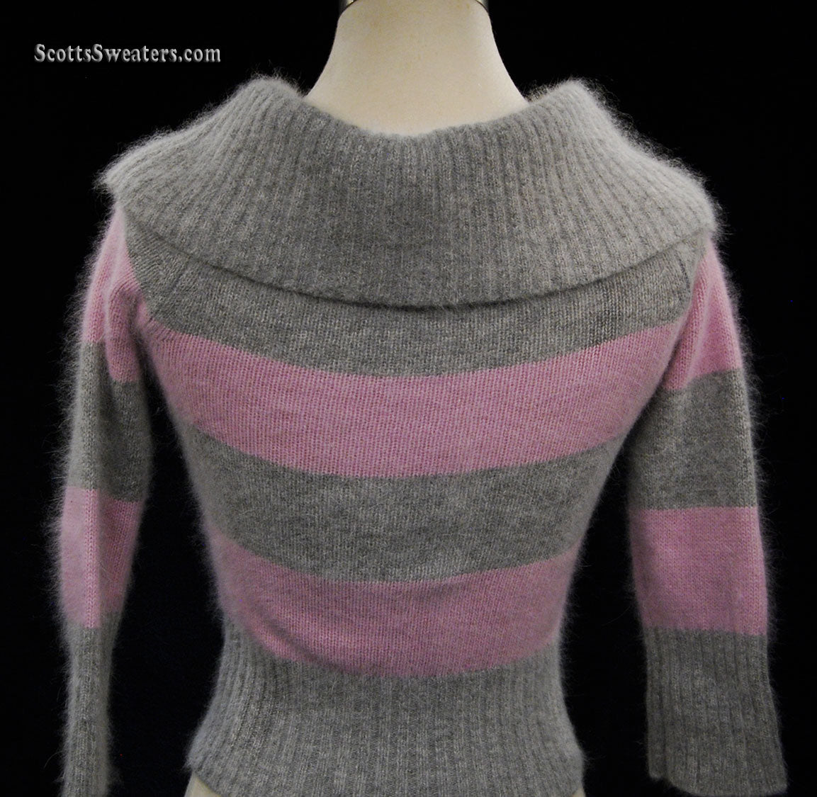 Girl's Pink & Grey Striped Cowlneck Sweater by bebe