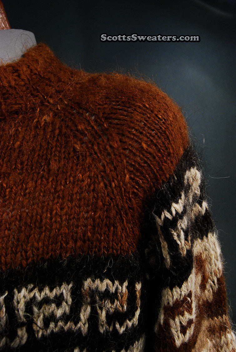 Men's Brown Native Patterned Alpaca Crewneck Sweater