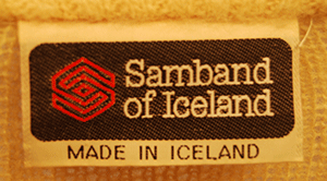 Men's Icelandic Wool Crewneck Sweater with Blue Design by Samband of Iceland
