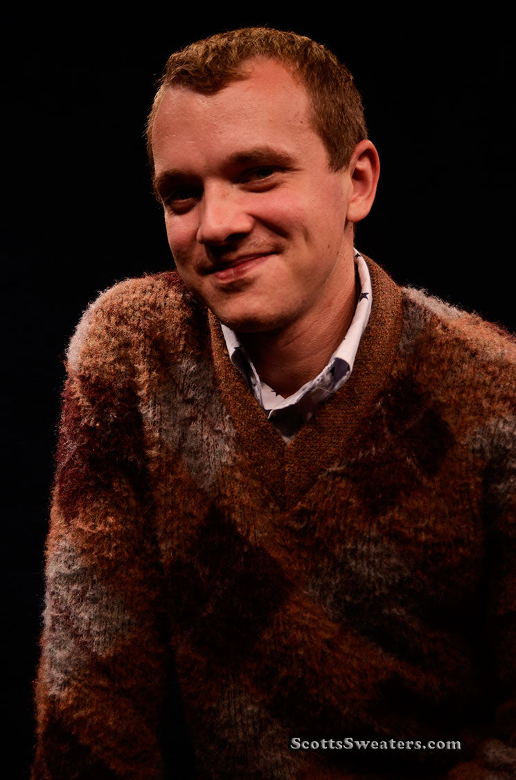 Retro Shaggy Argyle Mohair V-Neck Sweater by Rob Scot