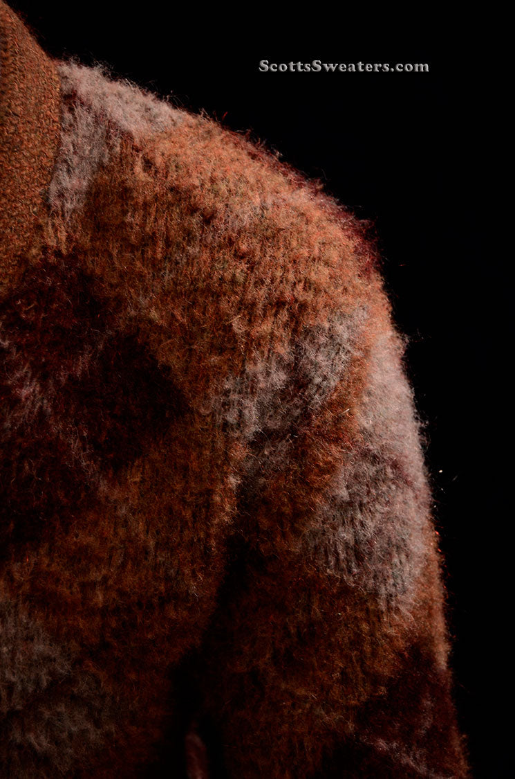 Retro Shaggy Argyle Mohair V-Neck Sweater by Rob Scot