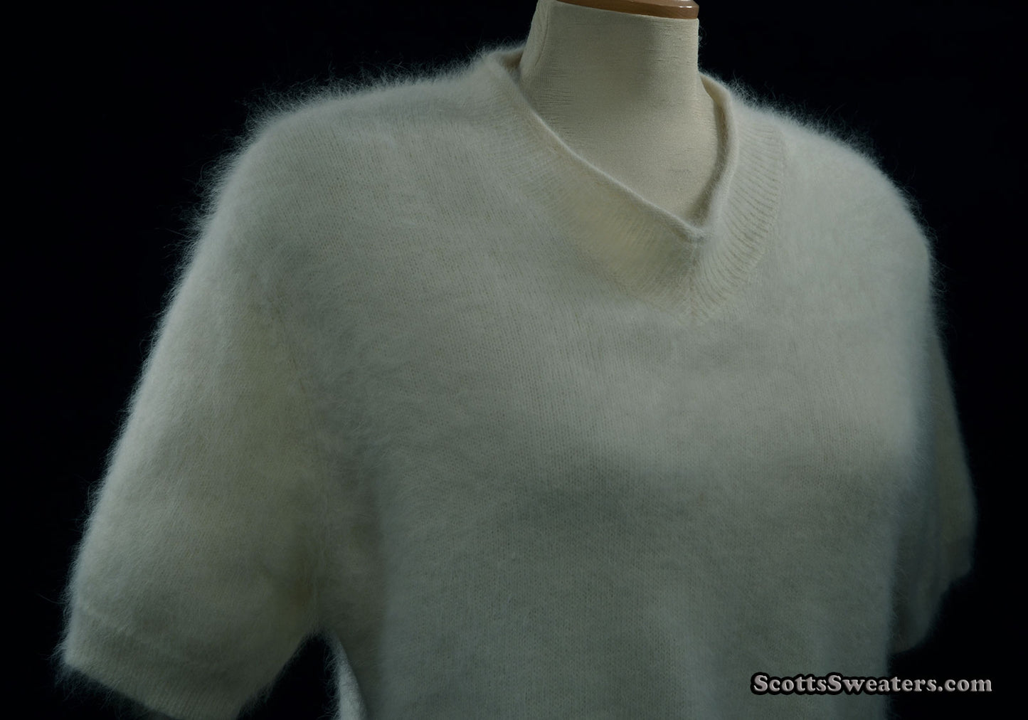 Woman's White Short-Sleeved Angora Sweater by Just Clothes
