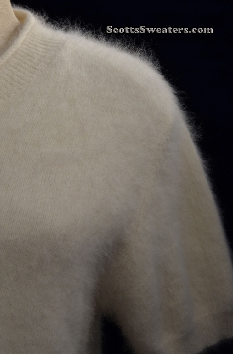 Woman's White Short-Sleeved Angora Sweater by Just Clothes