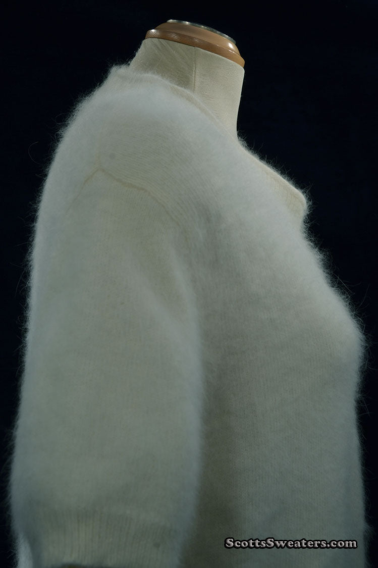 Woman's White Short-Sleeved Angora Sweater by Just Clothes