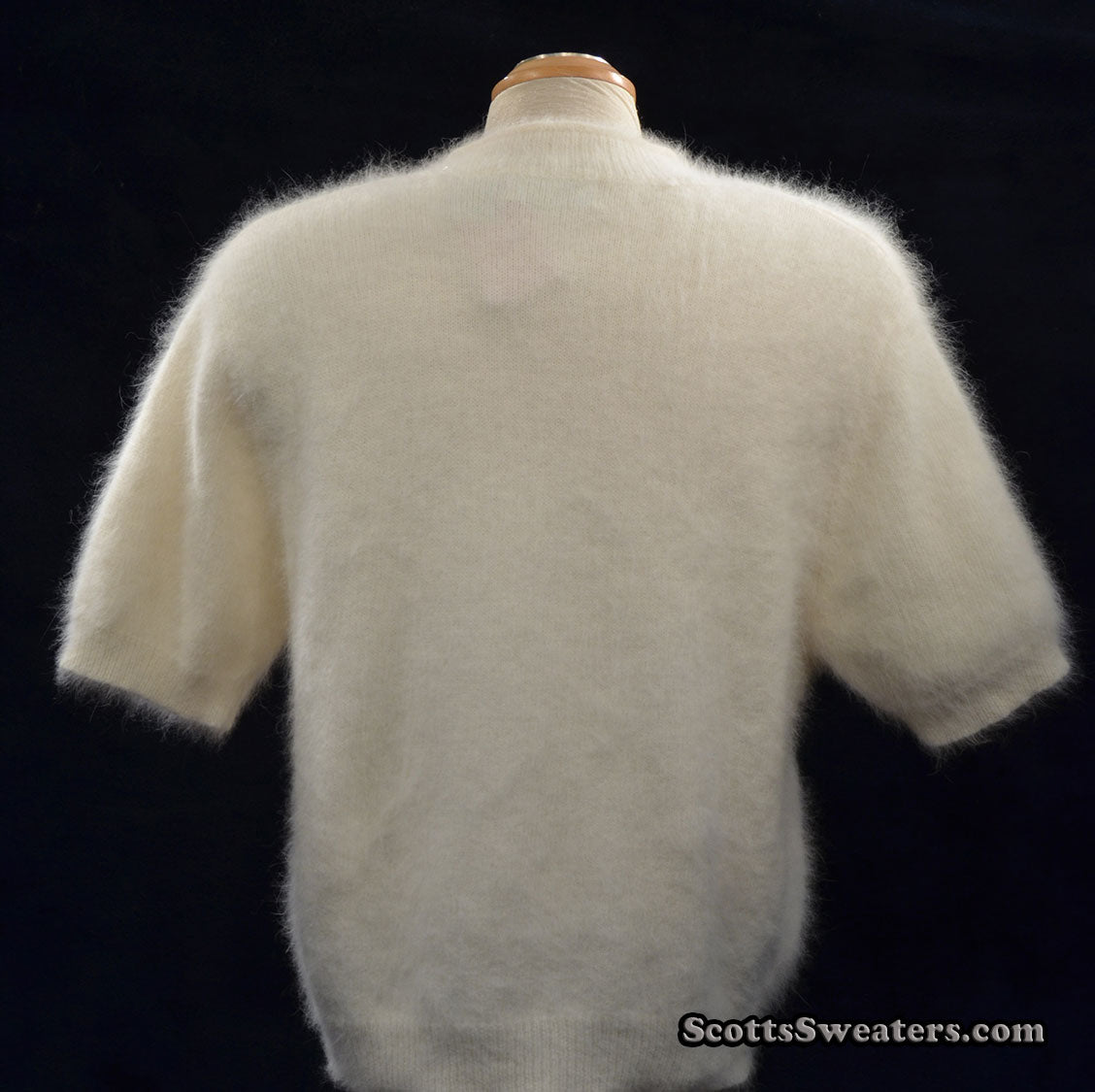 Woman's White Short-Sleeved Angora Sweater by Just Clothes