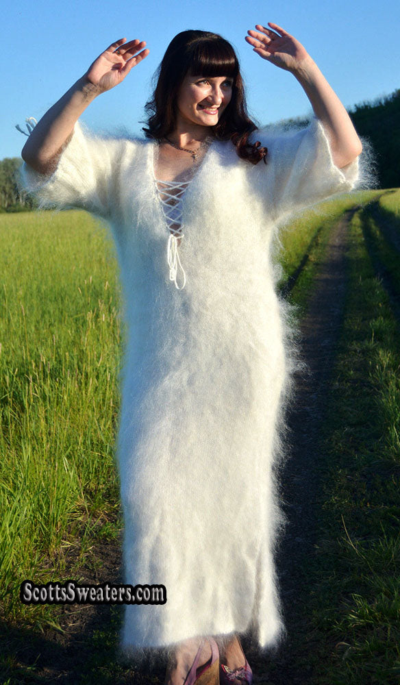 Ivory Fuzzy Mohair Sweaterdress