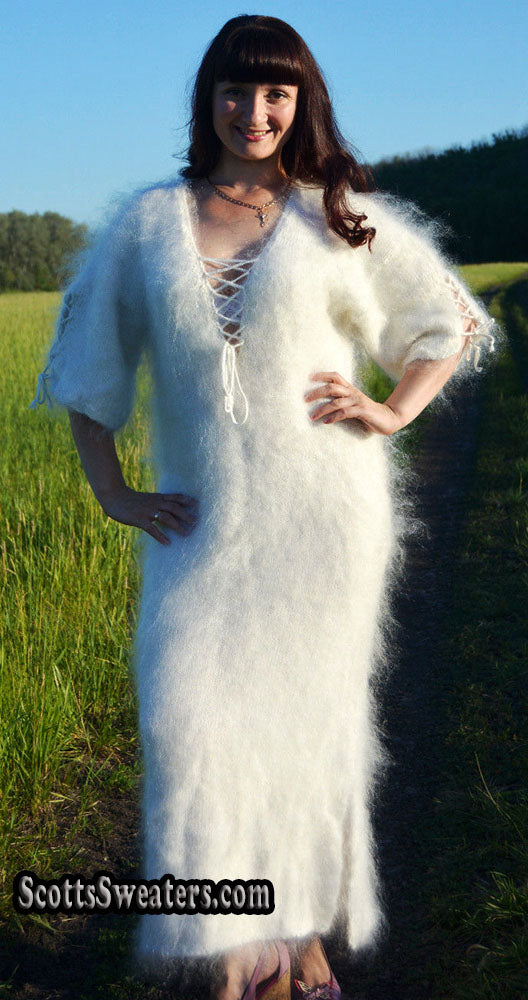 Ivory Fuzzy Mohair Sweaterdress