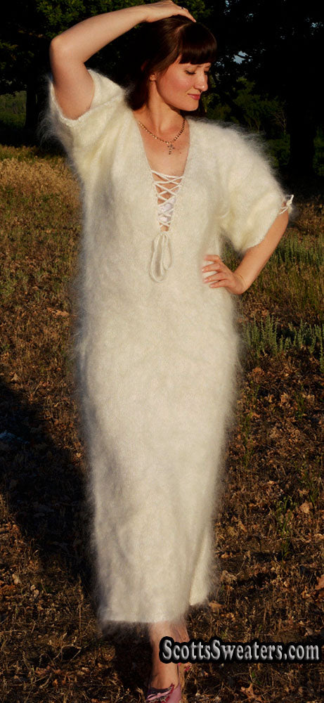 Ivory Fuzzy Mohair Sweaterdress