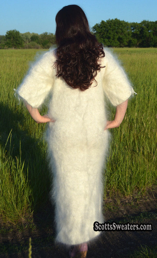 Ivory Fuzzy Mohair Sweaterdress