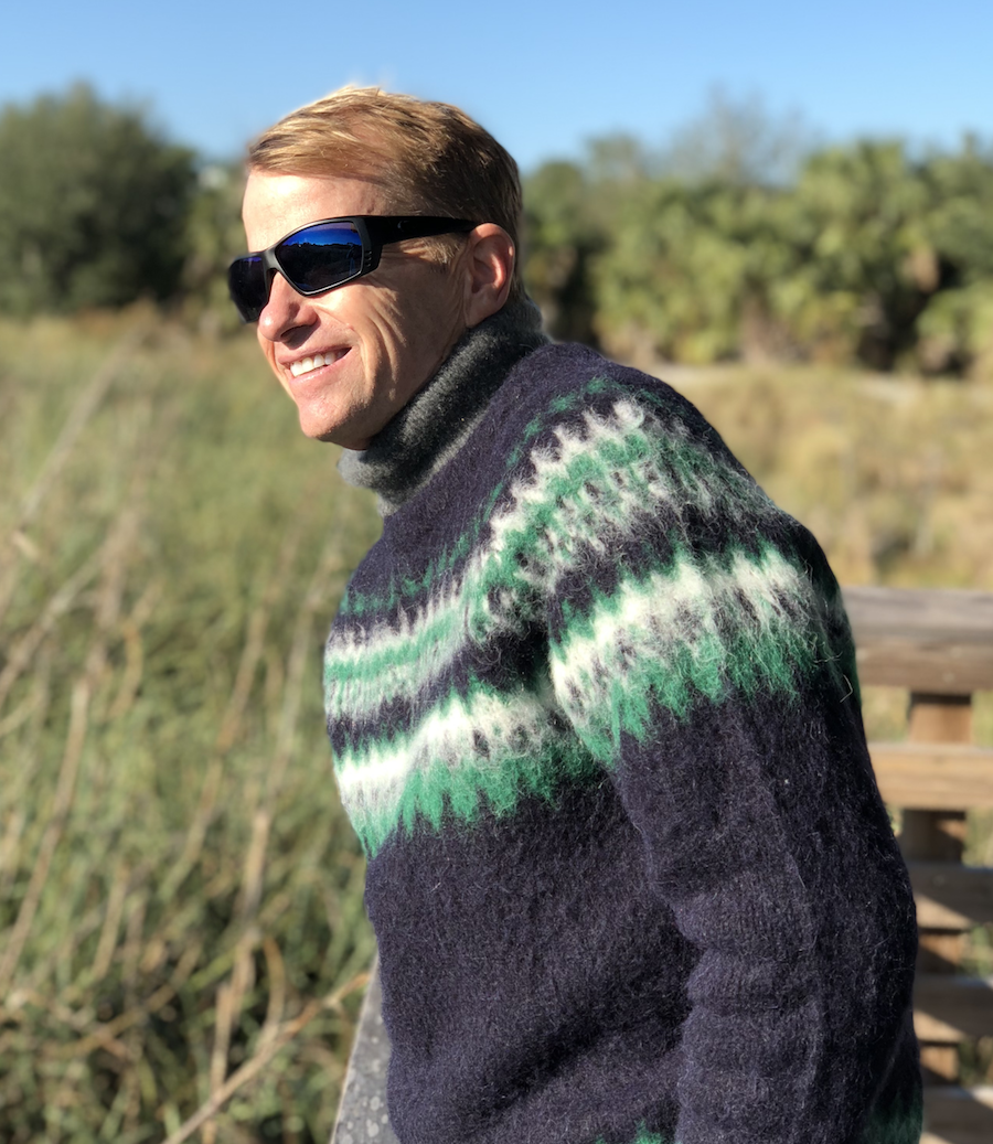 Men's Navy-blue Alpaca Crewneck Sweater