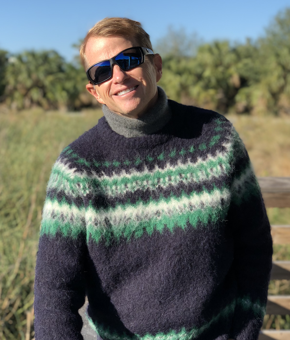 Men's Navy-blue Alpaca Crewneck Sweater