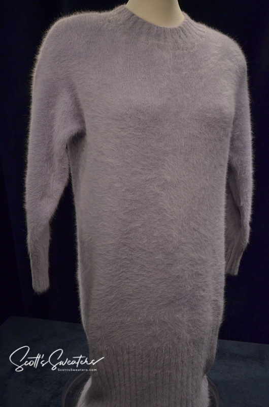 Light-blue Angora Crewneck Sweaterdress