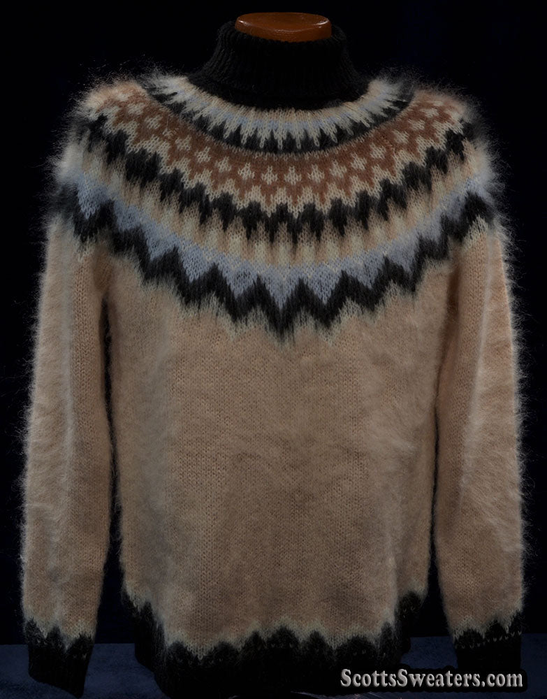 Men's Turtleneck Mohair Sweater in Fair Isle Design