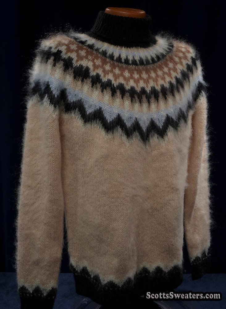 Men's Turtleneck Mohair Sweater in Fair Isle Design