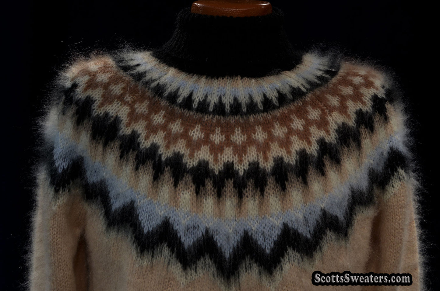 Men's Turtleneck Mohair Sweater in Fair Isle Design