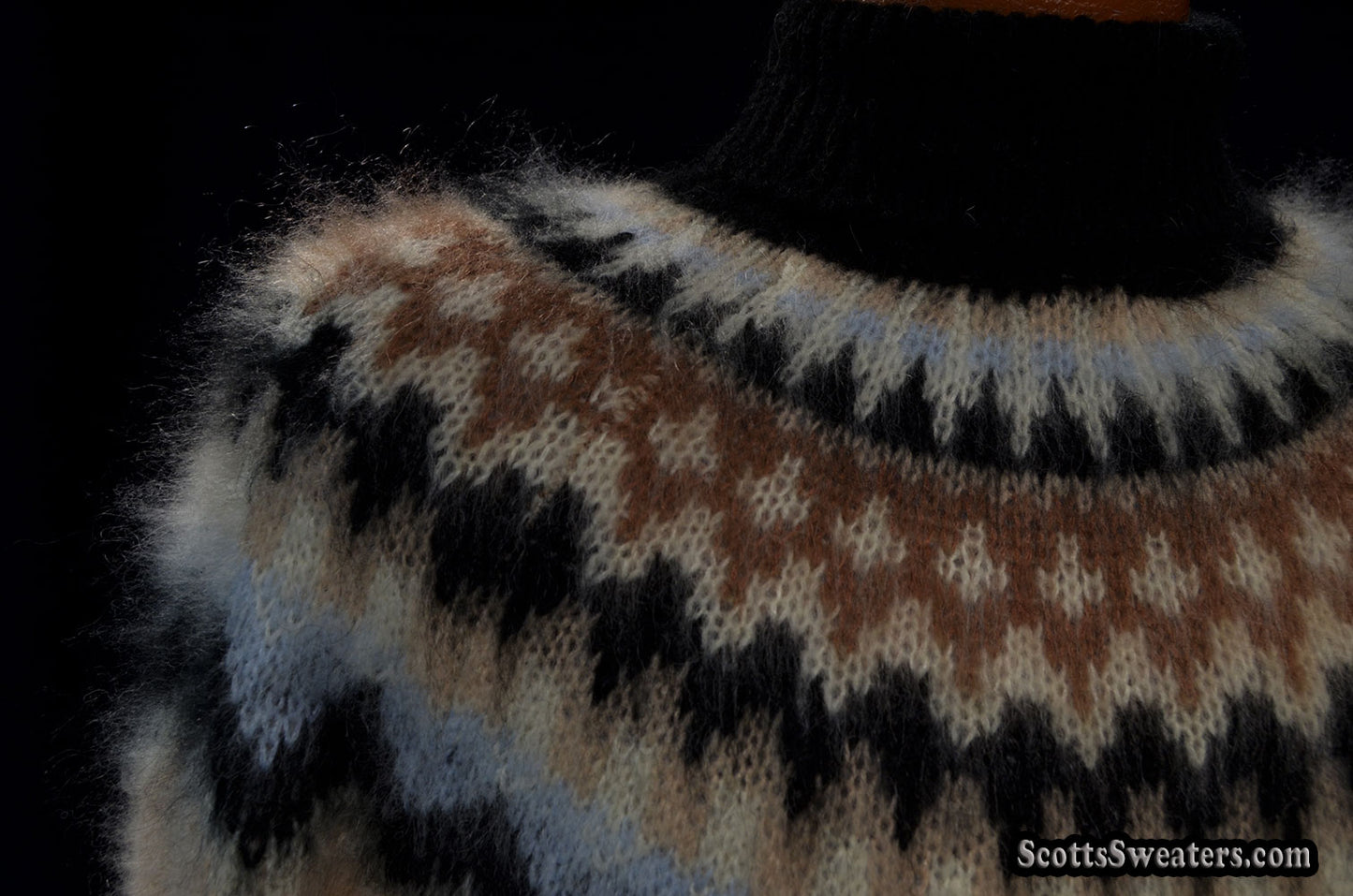 Men's Turtleneck Mohair Sweater in Fair Isle Design