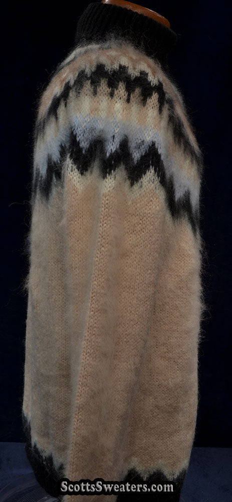 Men's Turtleneck Mohair Sweater in Fair Isle Design