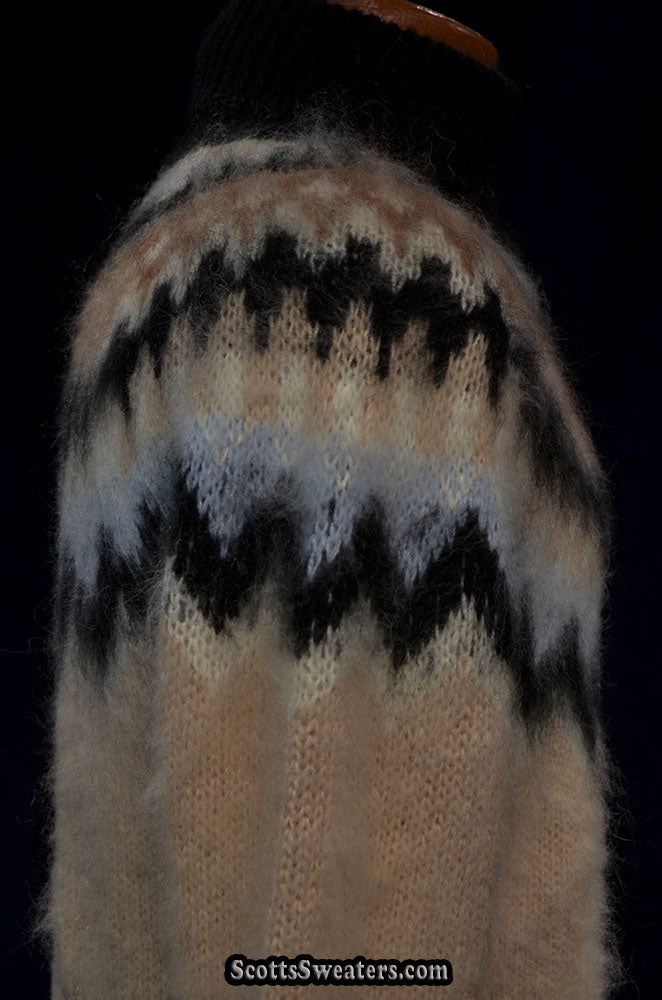 Men's Turtleneck Mohair Sweater in Fair Isle Design