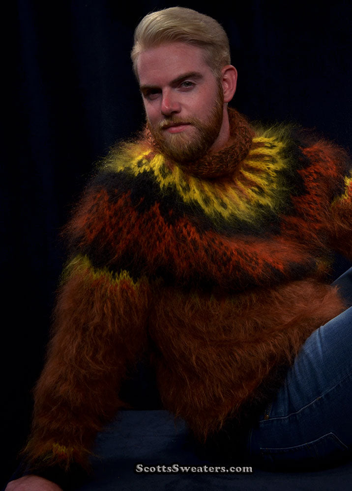 Handgestrickter Rollkragenpullover aus Mohair für Herren