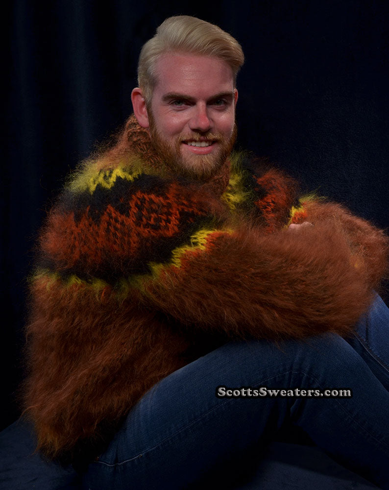 Handgestrickter Rollkragenpullover aus Mohair für Herren