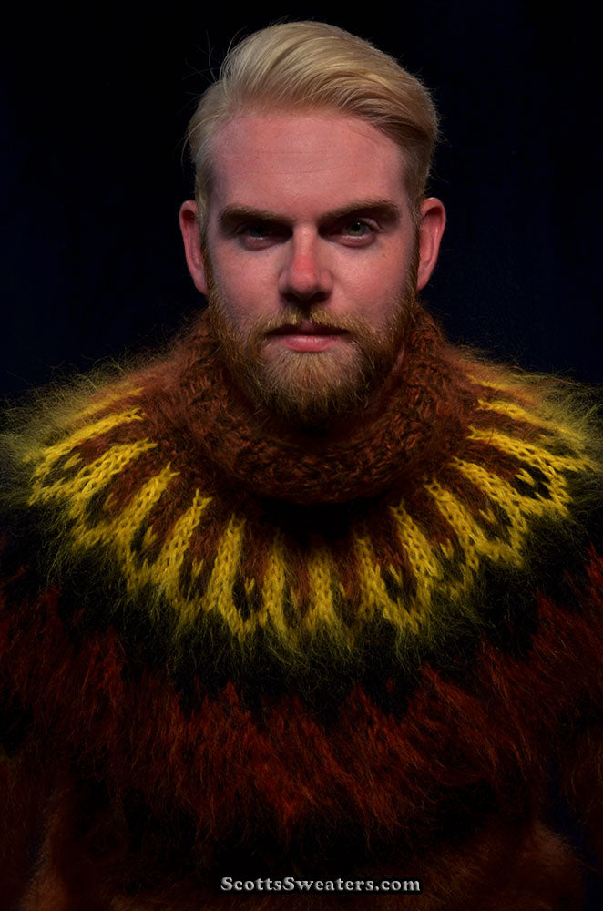 Handgestrickter Rollkragenpullover aus Mohair für Herren
