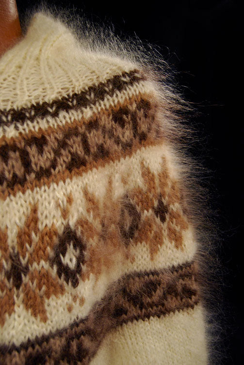 Handknit Mohair Hoodie Zipper-Front Cardigan Sweaters